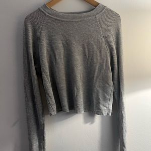 Brandy Melville Grey Waffle Cut Long Sleeve